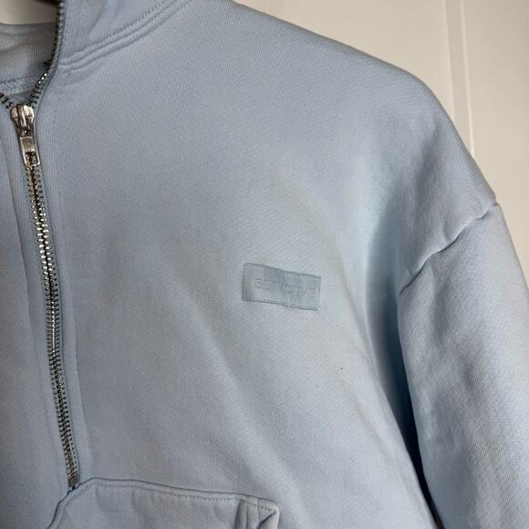 Set Active Frost Blue Quarter Zip Cropped Pullover Sweatshirt Size Small - Picture 3 of 7